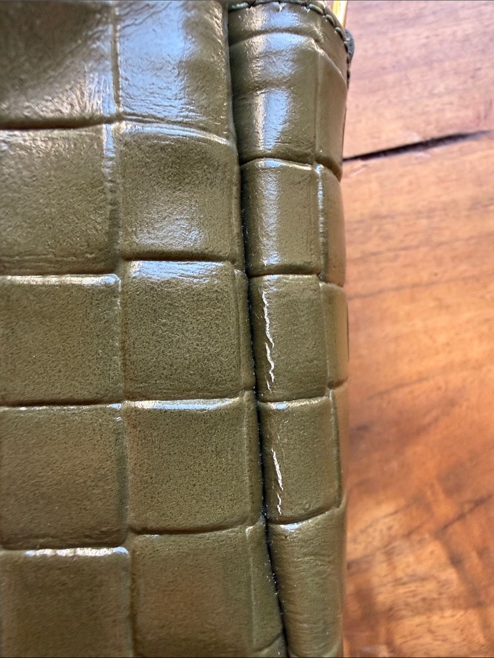 CLARE V. Marisol in Olive Green Woven Embossed Leather - Picture 7 of 9